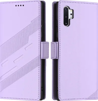 Image de Etui pour Samsung Galaxy Note 10+ 5G, étui portefeuille en cuirPolyuréthaneavec fente pour cartes et fonction stand Violett