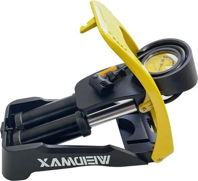 Produktbild von Famanu Fahrradpumpe Doppelkylinder Tragbare Hochdruck Fußpumpe - Universalpumpe für alle Ventilarten - Mit Manometer (160 PSI/11 Bar)