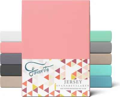 Produktbild von Favorito Jersey Spannbettlaken 180x200 - 200x200 cm Flamingo für 5 - 10 cm Steghöhe 100% Baumwolle - Spannbetttuch Matratzen Bett Bezug - Bettlaken 180x200cm - 200x200cm Rosa