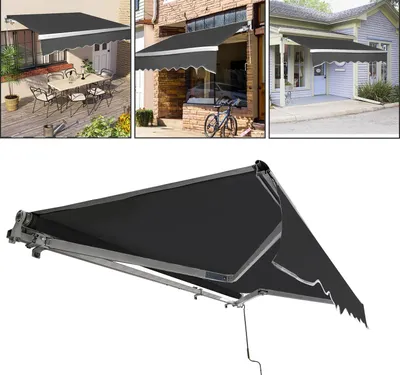 Immagine prodotto di Tenda da sole con braccio articolato 350x300 cm Grigio Tenda da sole Tenda da sole retrattile Protezione solare Tenda da sole per balcone Protezione solare con braccio articolato