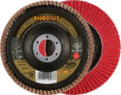 Zdjęcie produktu dla Rhodius 210183 LSK FK Flap disc Diameter 125 mm Bore diameter 22.23 mm Stainless steel 1 pc(s)