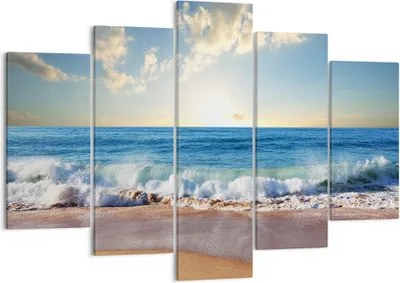Produktbild von Bild auf Leinwand - Leinwandbild - Meer Ufer Wasser - 150x100cm - Wand Bild - Wanddeko - Leinwanddruck - Bilder - Kunstdruck - Wanddekoration - Leinwand bilder - Wandkunst - EA150x100-3551