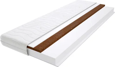 A cross-section of a mattress showing its layered construction.