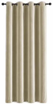 Produktbild von Verdunkelungsvorhang Samt weich 140x225 cm Sand Beige Ösen Vorhang blickdicht abdunkelnd Gardine Ösenaufhängung