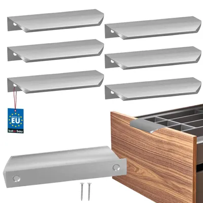 Obrázok produktu pre KOTARBAU® Sada 6 ks úchytiek na nábytok, úchytky na skrine, 116 mm, strieborná matná, ZnAl, úchytky na zadné pripevnenie, úchytky na hrany, úchytky na zásuvky, moderná kuchyňa