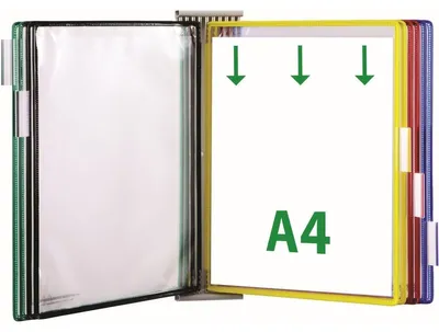 Produktbild von tarifold Wand-Sichttafelsystem 424109 DIN A4 farbsortiert mit 10 St. Sichttafeln, 1 St.