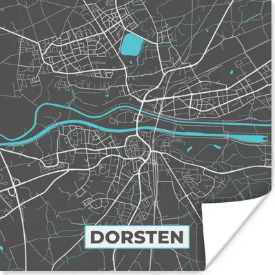 Produktbild von MuchoWow® Poster Deutschland - Blau - Dorsten - Stadtplan - Karte 100x100 cm - Babyzimmer