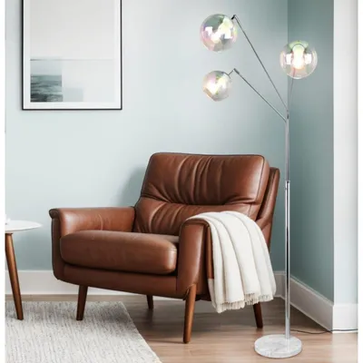 Produktbild von Trio Leuchten Paxton Stehleuchte Chrom Glas irisierend Marmor 200cm 3xE27