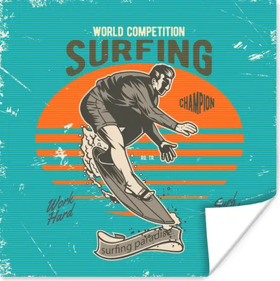 Produktbild von MuchoWow® Poster Vintage - Surfen - Surfbrett 75x75 cm - Wand Dekoration