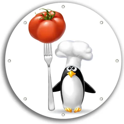 Produktbild von Wallario rundes Outdoor-Poster für Garten oder Balkon, Motiv Pinguin Koch, 30 cm Durchmesser