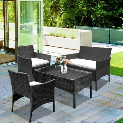 Obrázok produktu pre TolleTour Sedacia súprava Lounge Sedacia súprava Polyrattan Záhradný nábytok Záhradný balkónový gauč čierny