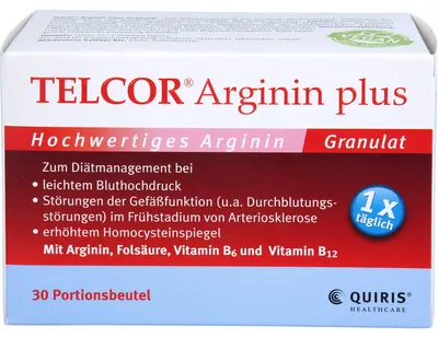 Produktbild von TELCOR Arginin plus Pulver für Lebenskraft und Vitalität bis ins hohe Alter, 30 St. Beutel