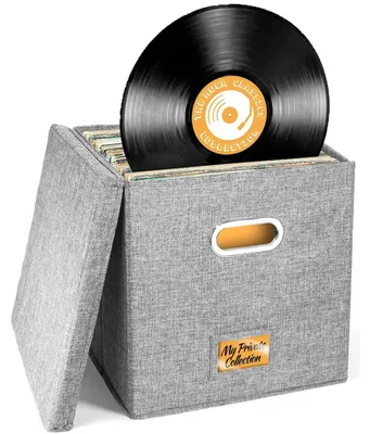 Faltbare Aufbewahrungsbox für Vinylplatten, 30,5 cm, grau