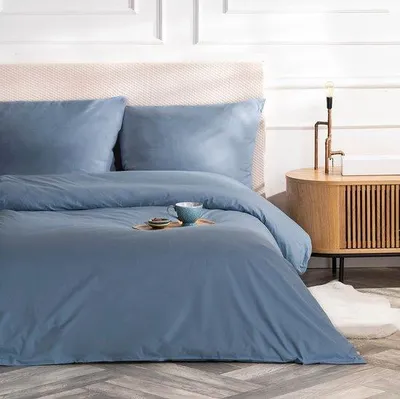 Produktbild von Dekbedovertrek-Set, 135 x 200 cm, 100% Katoen, Denim-Blauw, mit Kissenüberzug, EU-Qualität
