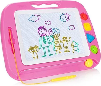 Productafbeelding van Famanu Magnetisch tekenbord, 42x32 cm - Tekenbord met stempels voor kinderen vanaf 36 maanden
