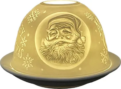 Produktbild von Clayre & Eef Teelichthalter Ø 12x8 cm Weiß Porzellan Weihnachtsmann
