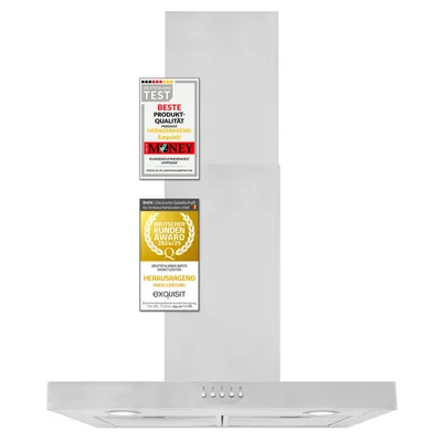 Produktbild von Exquisit Dunstabzugshaube FKH60-2.1 Inox | Kaminhaube | Energieeffizienzklasse C | Inox | 60cm breit | Wandmontag | Aktivkohlefilter
