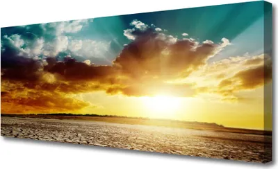Produktbild von Tulup Leinwand-Bilder 125x50 Wandbild Canvas Kunstdruck Sonne Wolken Wüste Landschaft