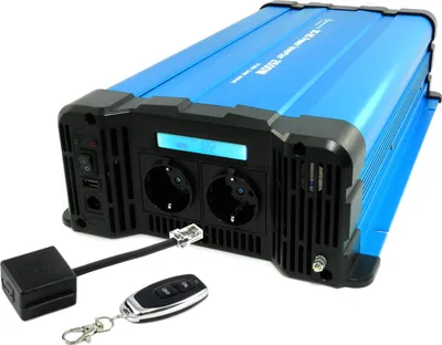 Produktbild von Spannungswandler FS2500D 12V 2500 Watt reiner Sinus BLAU m. Display