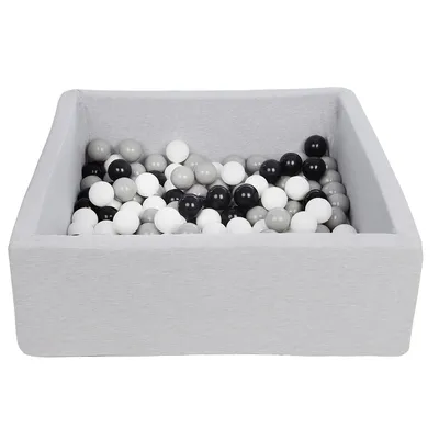 Produktbild von Ballebad 90x90cm mit 150 Schaumstoffballen Grau Schwarz Weiß