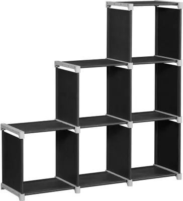 Obrázok produktu pre Modulárna skladacia knižnica 6 políc 105 x 30 x 105 cm čierna