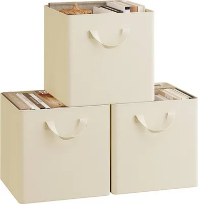 Produktbild von WOLTU Faltbare Aufbewahrungsboxen 3 Stück, ohne Deckel Metallrahmen, Mehrzweck : Creme 25L(29,5x29,5x28,5 cm) Farbe: Creme Größe: 25L(29,5x29,5x28,5 cm)