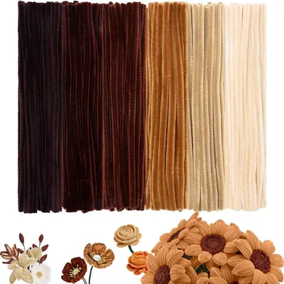 250 Chenille-Pfeifenreiniger, 30 cm, 5 Brauntöne, Basteldraht