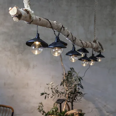 Zdjęcie produktu dla Girlanda solarna ogrodowa SHADE 10 lampek LED z daszkami IP44