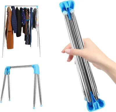 Productafbeelding van Draagbaar kledingrek reiskledingrek - Intrekbaar opvouwbaar roestvrijstalen wasdrogerhanger - 13-28 inch - Reizen