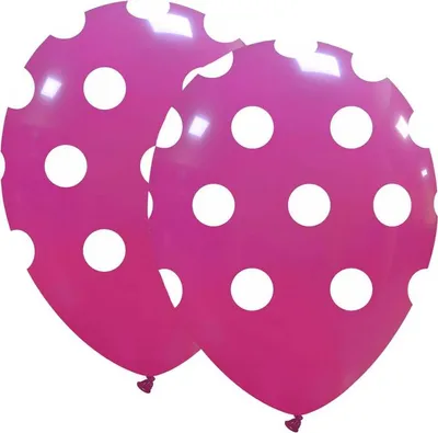 Produktbild von 6 Luftballons in Pink mit weißen Punkten 30cm