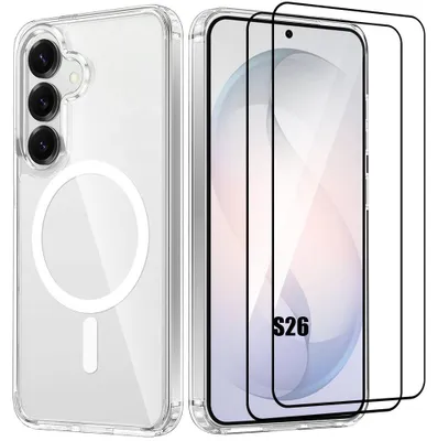Image de Coque + 2 Verres Trempés pour Samsung Galaxy S26, avec Cercle Magnétique Antichoc Protection Transparente