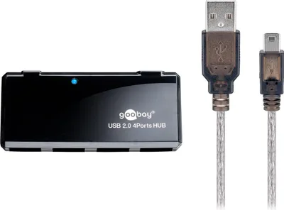 Immagine prodotto di Goobay 95670 HUB/distributore USB 2.0 Hi-Speed a 4 vie, nero, 0,4 m - per collegare fino a 4 dispositivi USB con una porta USB
