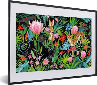 Produktbild von MuchoWow® Gerahmtes Poster Dschungel - Pflanzen - Tiere 40x30 cm - Poster mit Schwarzem Bilderrahmen Wandposter Rahmen Foto Bilder - Bilderrahmen - Poster im Rahmen