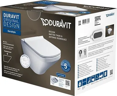 Zdjęcie produktu dla Duravit DuraStyle - Toaleta wisząca z deską SoftClose, bezrantowa, z WonderGliss, biel alpejska 45510900A11