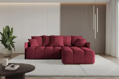 Produktbild von ALTDECOR Ecksofa mit Schlaffunktion und Bettkasten LONLI-L 251x189x68 cm Bordeauxrot - Corner Sofa Bett Eckcouch Couch L-Form Schlafcouch Ausziehbar Wohnlandschaft Schlafsofa Cauchsofa
