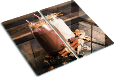 Produktbild von Tulup Glas-Herdabdeckplatte - 2x30x52cm - Glaskeramikkochfeld-Abdeckung Spritzschutz Zweiteilig Cocktails in Gläsern