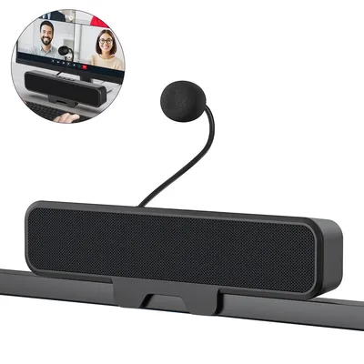 Produktbild von USB Computer Lautsprecher mit Mikrofon, 2.0 Stereo PC Soundbar, Plug & Play Desktop Speaker für Laptop & PC, Freisprechanlage