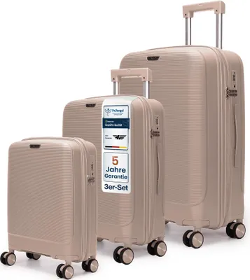 Produktbild von 4FLY Leichter Hartschalen Reisekoffer Set 3-teilig (M/L/XL) aus Polypropylen – mit TSA-Schloss, 4 Spinner-Doppelrollen, Handgepäck und Aufgabegepäck