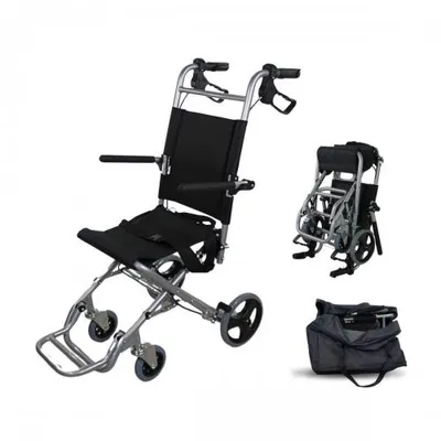 Image de Fauteuil roulant de transport Clinicalfy en alliage d'aluminium 30 cm Fauteuil roulant pour personnes âgées Fauteuil roulant de transit Pliable Petites roues Noir Júpiter