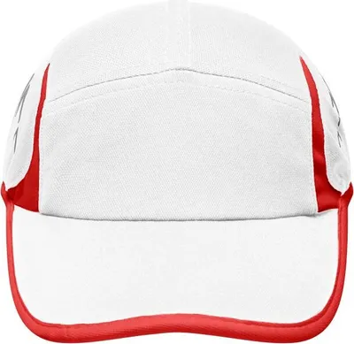 Produktbild von Running 4 Panel Cap Stirnanliegende 4 Panel Cap white/red, Gr. one size