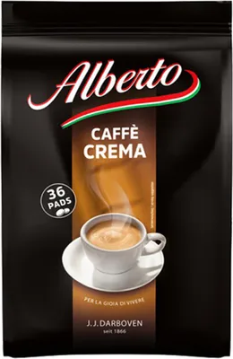 A package of Alberto Caffè Crema coffee pads.