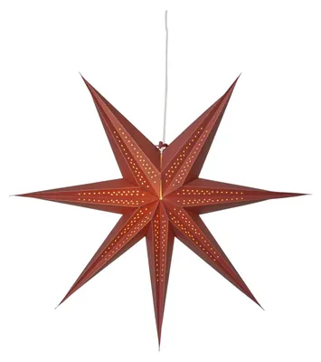 Immagine prodotto di Grande stella di carta, con "punta" rossa, pieghe decorative e motivo traforato, a 7 punte, Ø 60 cm