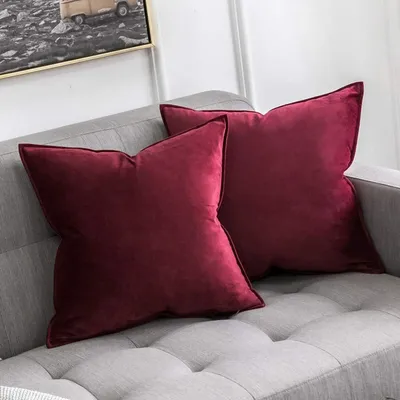 Obrázek produktu pro Sametový povlak na polštář, 45x45 cm, vínová barva, 2 kusy, polyester
