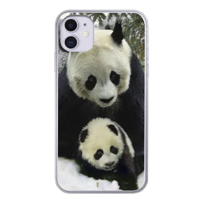 Produktbild von MuchoWow® Handyhülle Schutzhülle Hülle für iPhone 11 Panda - Jungtier - Schnee Silikon Softcase Handy Hülle - Handytasche
