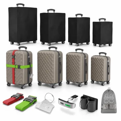 Produktbild von ONBEST Hartschalen Koffer Set | 4-teilig | Champagner | mit TSA-Schloss | USB-Anschluss | viel Zubehör | 360° Doppelrollen