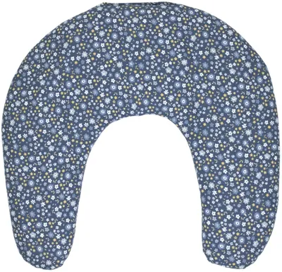 Produktbild von GIRAFFENLAND Leinsamen Nackenhörnchen Bio Stoff Blümchen-blau 30x33 - Leinsamenkissen - Nackenkissen - Wärmekissen für Nacken
