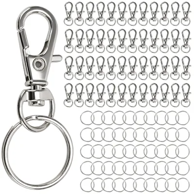 100-teiliges Set drehbare Karabinerhaken, silber, für DIY-Bastelarbeiten