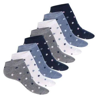 Produktbild von Footstar Damen Motiv Sneaker Socken (8 Paar) Kurze süße Söckchen mit Mustern - Jeans 35-38