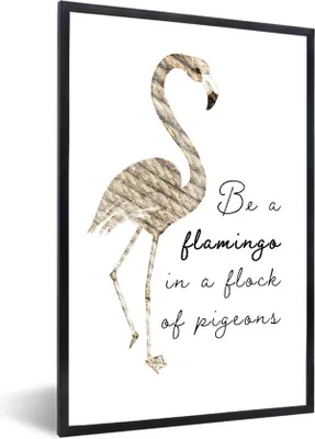 Produktbild von MuchoWow® MuchoWow® Gerahmtes Poster Flamingo - Federn - Vogel 60x90 cm - Poster mit zchwarzem Bilderrahmen - Kunst