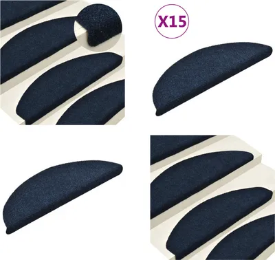Obrázok produktu pre vidaXL Samolepiace rohože na schody 15 ks. Námořnícka modrá 56x17x3cm Netkaná textília s dierkovaním - Podložka na schody - Podložka na schody - Podložky na schody